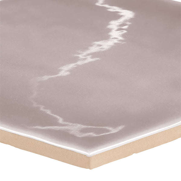 Carrelage mural en céramique compressé Anatolia Teramoda Petal Hexagone Brillant 15,24 cm – 0,62 m²/caisse Rose pâle brillant