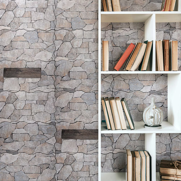 Merola Tile Sample - Masia Andorra Gris 9.75 inch x 10.37 inch Ceramic Wall Tile, Stone Look Matte Finish