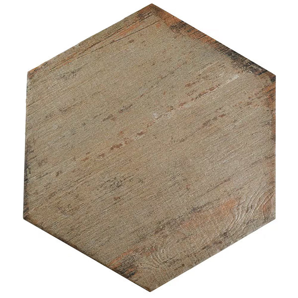Merola Tile Retro Hex Terra Porcelain Tile 14.13 inch x 16.25 inch – 11.05 sq. ft. per Case Matte Wood Look Finish