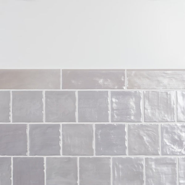 Ivy Hill Tile Amagansett Grey Ceramic Wall Bullnose Tile 2.55 inch Width 7.87 inch Length Satin Finish 1 sq ft/case
