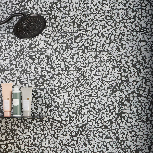 Ivy Hill Tile Fusion Hex Black Terrazzo 9 inch x 10.5 inch Matte Porcelain Floor and Wall Tile 8.07 sq ft per Case Hexagon
