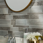 Charger l'image dans la visionneuse de galerie, Aspect Collage Peel &amp; Stick Vinyl Wall Tile in Mixed Grey Corridor