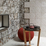 Load image into Gallery viewer, Merola Tile Aevum Ornato White 7.88 inch x 7.88 inch Ceramic Wall Tile – 9.24 sq ft per Case, Textured Cement Look Decorative Wall Tile