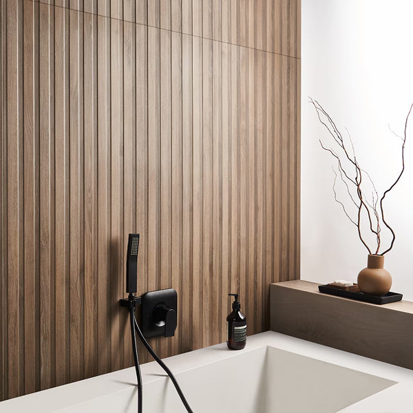 Ivy Hill Tile Brookline Ribbon Roble Brown Porcelain Tile 0.35 inch Thickness 24 inch Width 15.49 sq. ft. Coverage Matte Wood Look Finish
