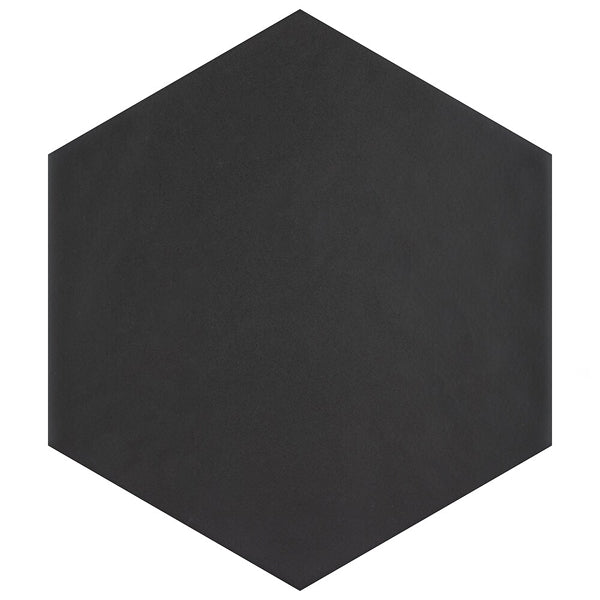Merola Tile Hexatile Matte Nero Porcelain Tile 0.37 inch Thick 7 inch x 8 inch 7.67 sq ft/case Matte Hexagon