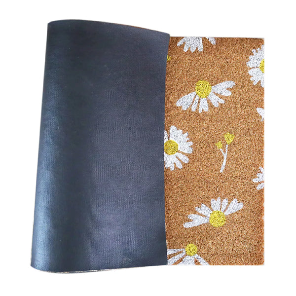 StyleWell Daisy Coir Door Mat 18 inch x 30 inch – Natural Coir Entrance Mat with Vinyl Backing – Indoor & Outdoor Use
