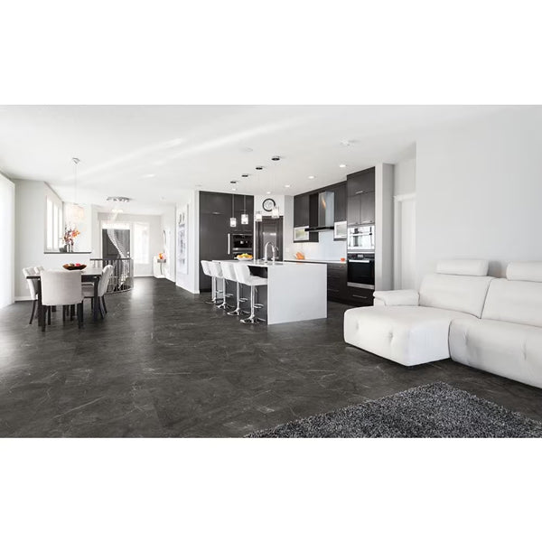 Anatolia Trentino Graphite Porcelain Tile 12 inch x 24 inch 15.5 sq. ft./case Polished Rectified Marble Look Glossy Finish