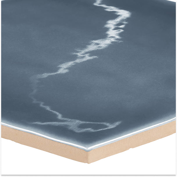 Anatolia Teramoda Ink Hexagon Glossy Pressed Ceramic Wall Tile 6 inch – 6.67 sq.ft./case Glossy Dark Blue