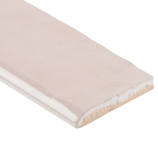 Ivy Hill Tile Kingston Pink 3 inch x 8 inch Polished Ceramic Bullnose Wall Tile Trim