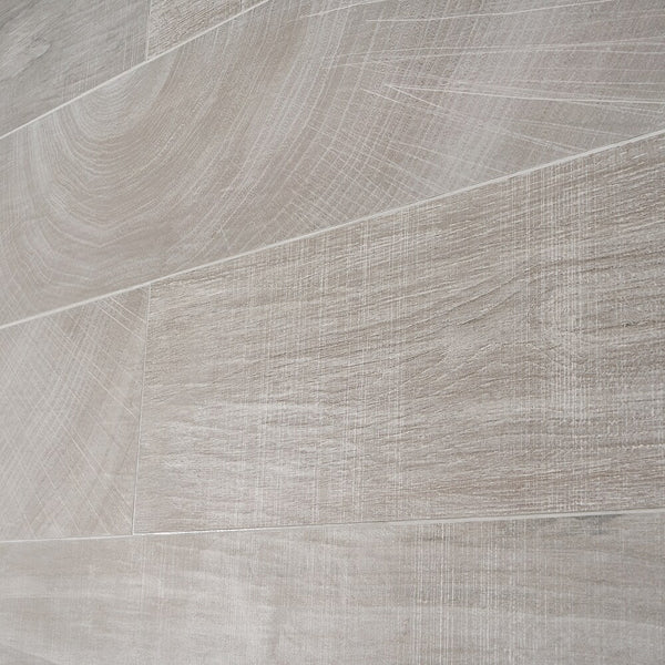 Ivy Hill Tile Montgomery Grey Porcelain Tile 0.39 inch Thick 8 inch x 48 inch 15.49 sq ft/case Matte Wood Look
