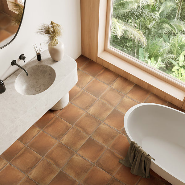 Merola Tile Rustic Cotto Porcelain Tile 13 inch x 13 inch 14.4 sq. ft./case Matte Textured Rustic Stone Look Finish