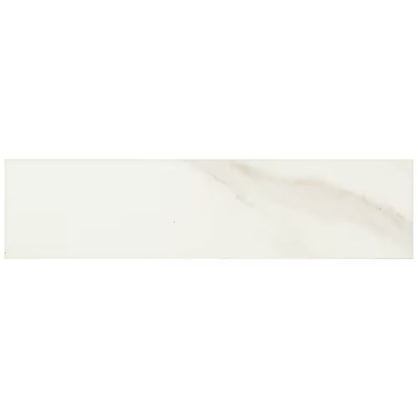 Daltile Selwyn Bianco Calacatta Glossy Glazed Ceramic Wall Tile 4 inch x 16 inch 0.38 inch Thick 13.2 sq ft/case