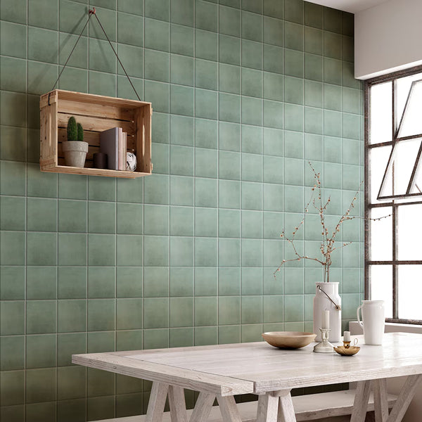 Merola Matter Green Porcelain Tile 0.31 inch Thick 6 inch x 6 inch 6.5 sq. ft./case Textured Mixed Finish