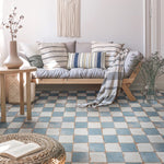Load image into Gallery viewer, Merola Tile Artisan Damero Azul 13 inch x 13 inch Ceramic Floor and Wall Tile – 12.2 sq ft per Case, Vintage Spanish Style Stone Look Matte Finish