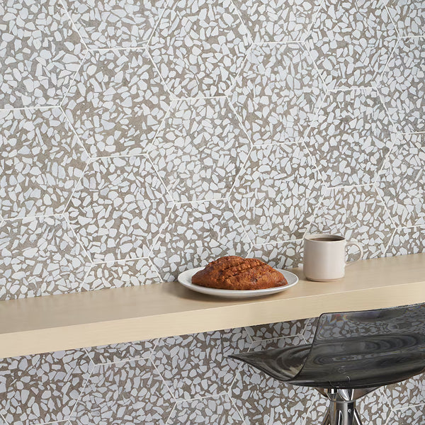 Ivy Hill Tile Fusion Hex Grigio Terrazzo 9 inch x 10.5 inch Matte Porcelain Floor and Wall Tile 8.07 sq ft per Case Hexagon