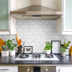 Load image into Gallery viewer, Merola Tile Classico Carrara Glossy Ceramic Subway Wall Tile 0.34 inch Thick 3 inch Wide 6.03 sq. ft. per Case – Marble Look High Sheen Finish