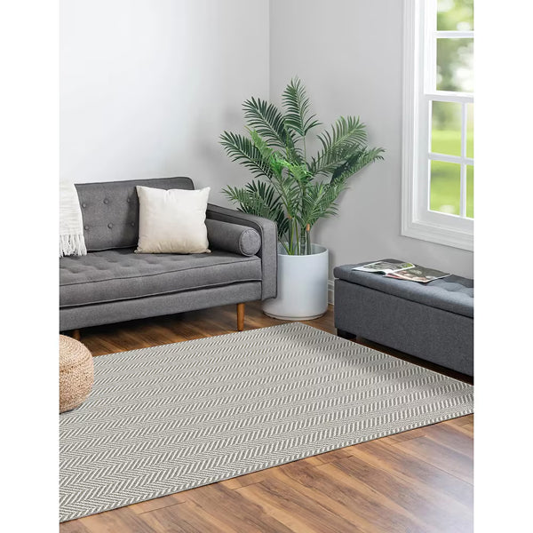 StyleWell Trident 3 ft x 6 ft Polypropylene Loop Yarn with Non-Slip Backing Grey Doormat