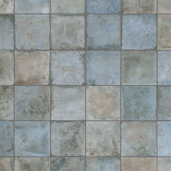 Merola Tile SAMPLE Kings Etna Encaustic Blue 13-1/8 inch x 13-1/8 inch Ceramic Floor and Wall Tile