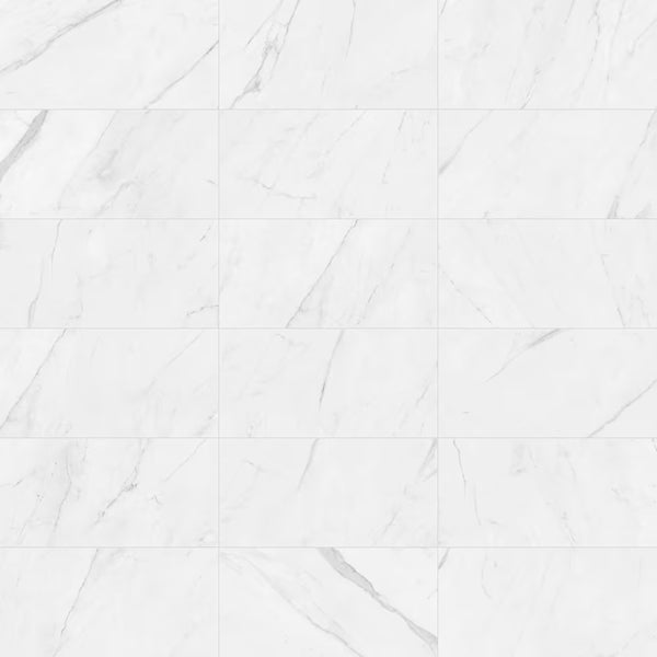Anatolia 12-inch x 24-inch Carrara Nevoso White Pressed Matte Marble Look Porcelain Floor & Wall Tile
