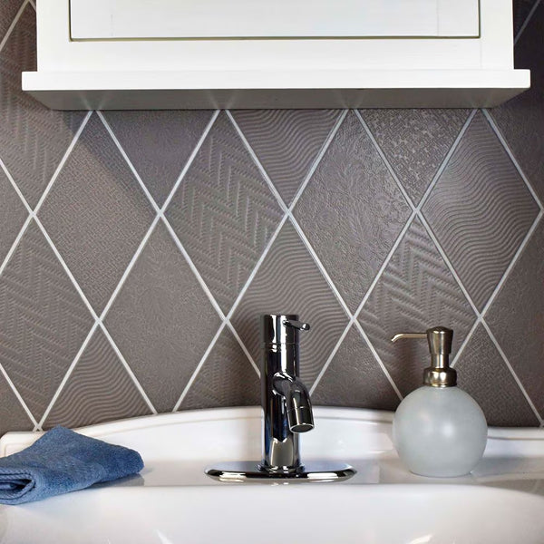 Merola Tile Rhombus Dark Grey 5-1/2-inch x 9-1/2-inch Semi-Gloss Porcelain Floor and Wall Tile (11.68 sq. ft. / case)