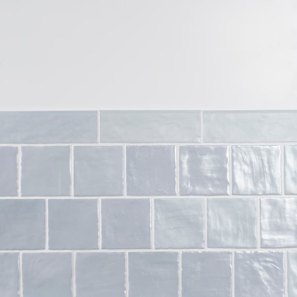 Ivy Hill Tile Amagansett Blue Ceramic Wall Bullnose Tile 2.55 inch Width 7.87 inch Length Satin Finish 1 sq ft/case