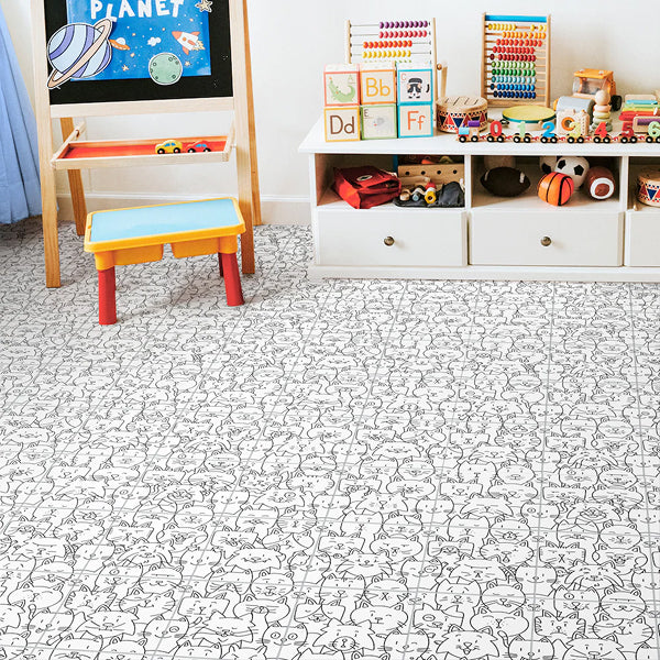 Merola Tile Oh My Cat Porcelain Floor and Wall Tile 9.75 inch x 9.75 inch x 0.4 inch – 10.88 sq. ft./Case, Mixed Textured White Finish