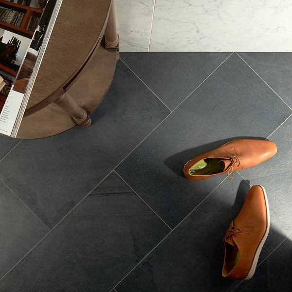 Ivy Hill Tile Copley Nero Porcelain Tile – 0.39 inch Thick, 12 inch x 24 inch, 11.62 sq.ft/Case – Matte Stone Look Finish