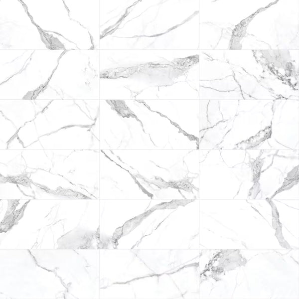 Anatolia Statuario Porcelain Tile 0.35 inch Thick 12 inch x 24 inch 15.5 sq ft/case Polished Rectified