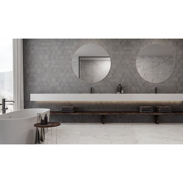 Anatolia Artisano Cementa Hexagon Matte Porcelain Floor and Wall Tile 7 inch x 6.89 inch x 0.35 inch – 2.8 sq. ft./Case