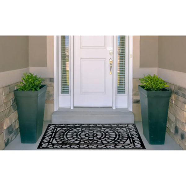 Home Decor Inc. 24-inch x 36-inch Black Iron-IV Wrought Rubber Outdoor Doormat