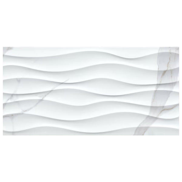 Title: MSI Stone ULC Dymo Statuary Wavy White Glossy Glazed Wall Ceramic Tile 0.37 inch Thick 12 inch x 24 inch (16 sq. ft./Case)