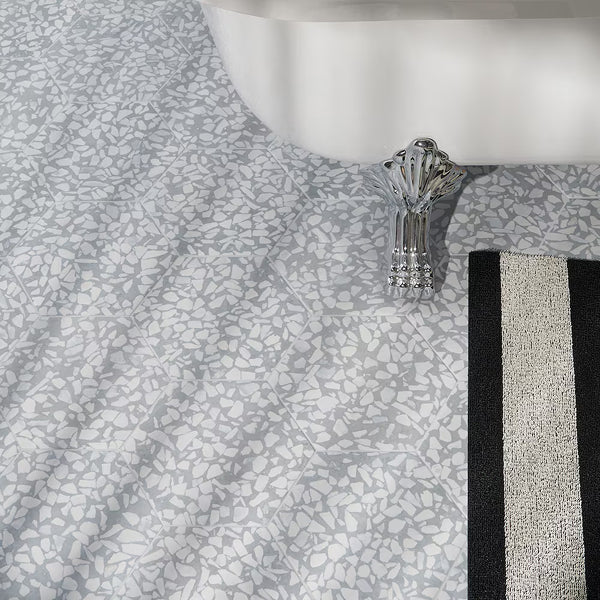 Ivy Hill Tile Fusion Hex Slate Terrazzo 9 inch x 10.5 inch Matte Porcelain Floor and Wall Tile 8.07 sq ft per Case Hexagon