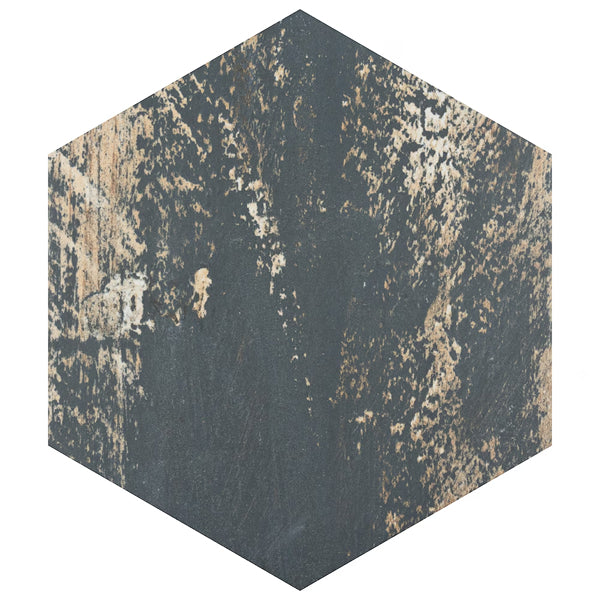 Merola Tile Gaugin Hex Catan Shadow Porcelain Floor and Wall Tile 8.5 inch x 9.75 inch x 0.39 inch – 11.28 sq. ft./Case, Matte Wood Look Hexagon Finish