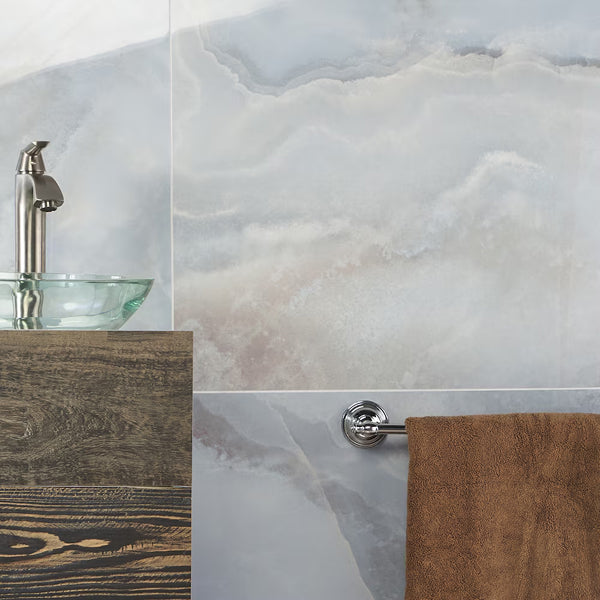 Ivy Hill Tile Jume Onyx Pearl Porcelain Tile – 0.39 inch Thick, 24 inch x 48 inch, 15.49 sq.ft/Case – Polished Onyx Look Finish