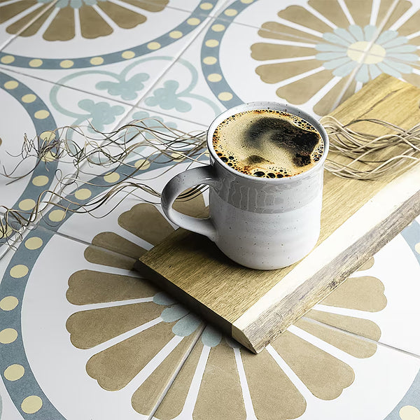 Merola Tile Revival Ring 7-3/4 inch x 7-3/4 inch Ceramic Floor and Wall Tile – 0.25 inch Thick, 10.75 sq ft per Case, Glazed Textured Finish, Heavy Traffic PEI 4 Square Tile