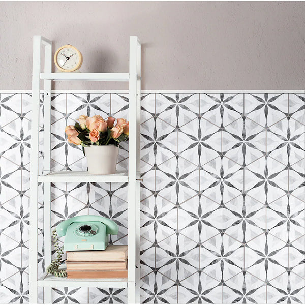Merola Tile Classico Bardiglio Hex Flower Porcelain Tile 0.34 inch Thick x 7 inch Wide – 7.5 sq. ft. Coverage – Marble Look Hexagon Finish