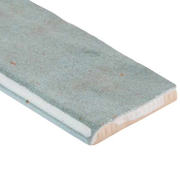 Ivy Hill Tile Kingston Turquoise 3 inch x 8 inch Polished Ceramic Bullnose Wall Tile Trim