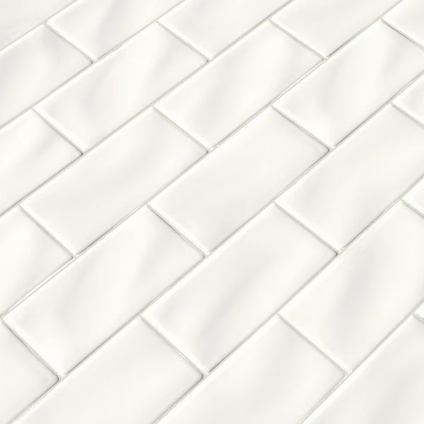 MSI Stone ULC Whisper Handcrafted Glossy White Ceramic Subway Tile Sample – 3 inch x 6 inch x 5/16 inch (1 sq. ft./Case)