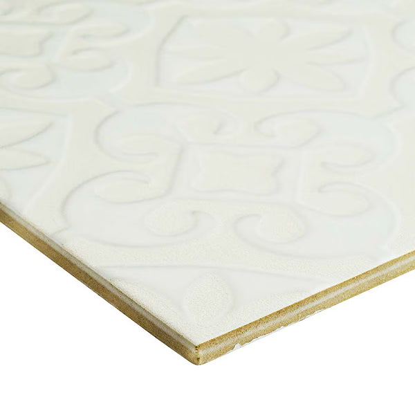 Merola Tile Triplex Valverde White 7-3/4 inch x 7-3/4 inch Ceramic Wall Tile (11.11 sq. ft./Case) – Textured Semi-Gloss Finish