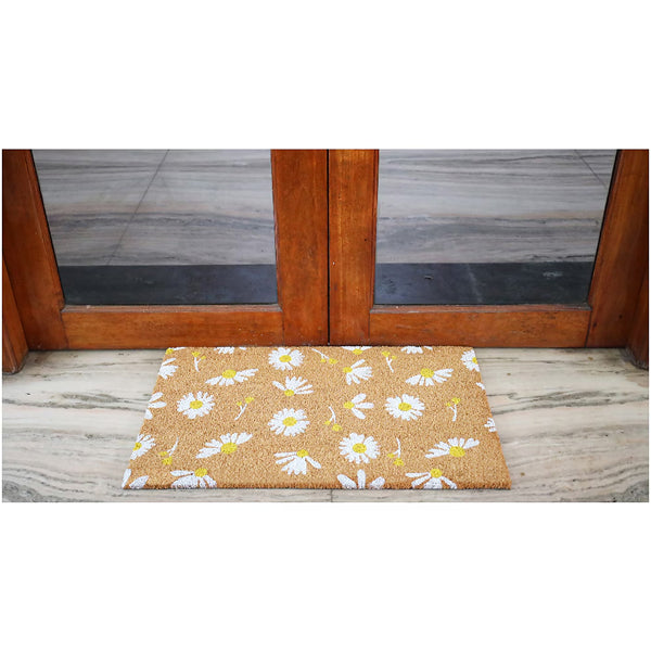 StyleWell Daisy Coir Door Mat 18 inch x 30 inch – Natural Coir Entrance Mat with Vinyl Backing – Indoor & Outdoor Use