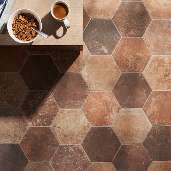 Ivy Hill Tile Hayes Marron 8 inch x 9.44 inch Matte Porcelain Floor and Wall Tile – 9.84 Sq. Ft. per Case, Hexagon Tile, Matte Finish