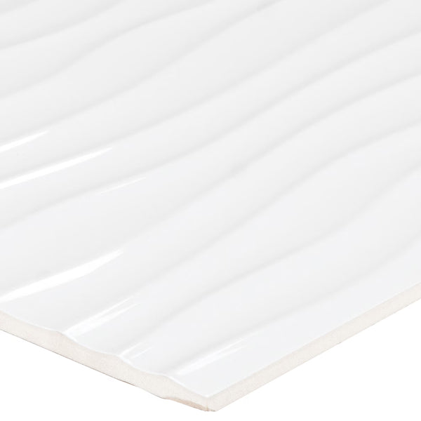 Anatolia Metro White Motion Glossy Rectified Ceramic Wall Tile 12 inch x 24 inch – 11.63 sq.ft./case Textured 3D