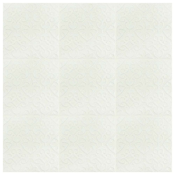 Merola Tile Triplex Valverde White 7-3/4 inch x 7-3/4 inch Ceramic Wall Tile (11.11 sq. ft./Case) – Textured Semi-Gloss Finish