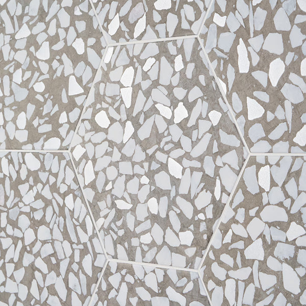Ivy Hill Tile Fusion Hex Grigio Terrazzo 9 inch x 10.5 inch Matte Porcelain Floor and Wall Tile 8.07 sq ft per Case Hexagon