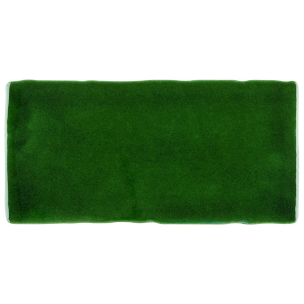 Merola Tile Viva Antic Verde Ceramic Wall Tile 3 inch Width 6 inch Length 4.16 sq ft/case Glossy Subway Crackle Finish