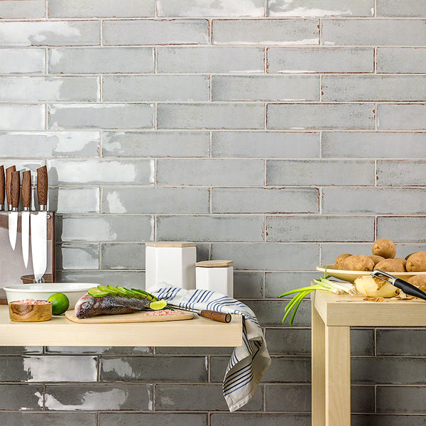 Ivy Hill Tile Moze Gray 3 inch x 12 inch Ceramic Wall Tile – 5.38 sq. ft. per Case, Glazed Smooth Finish