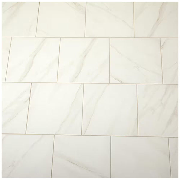 Dal Tile Selwyn Bianco Calacatta Matte Porcelain Tile 12 inch x 12 inch 14.55 sq. ft./Case Marble Look Glazed Floor and Wall Tile
