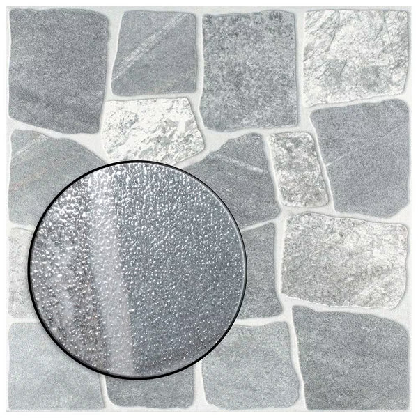 Merola Tile Laja Gris 17.75 inch x 17.75 inch Ceramic Floor and Wall Tile 24.42 sq. ft./case – Stone Look Textured High Sheen Finish