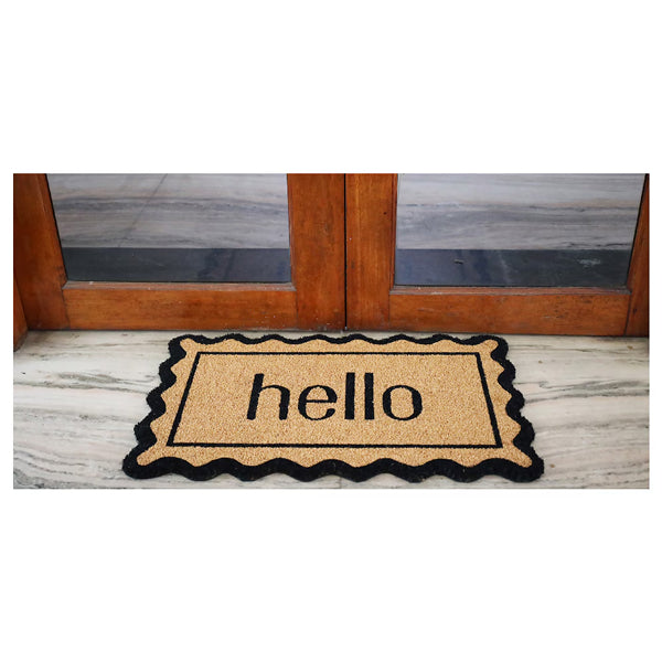 StyleWell 18 inch x 30 inch Hello Coir Door Mat – Natural Non-Slip Front Entrance Welcome Mat