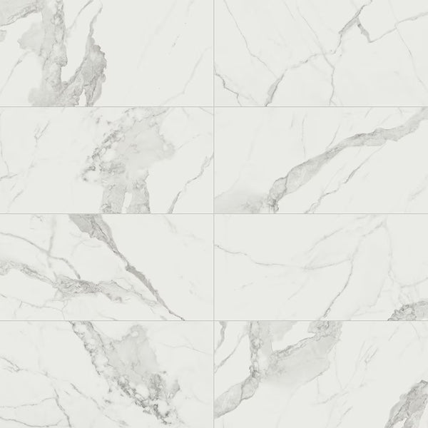 Anatolia Statuario Porcelain Tile 24 inch x 48 inch 15.5 sq. ft./case Polished Rectified Large Format Glossy Finish